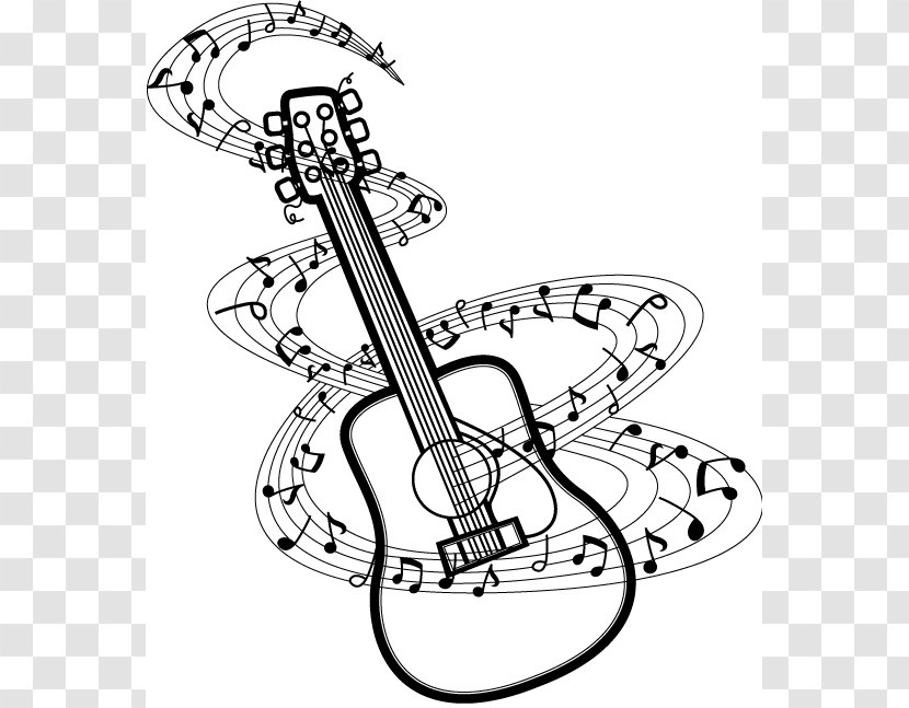 Musical Note Guitar Drawing Clip Art - Silhouette - Notes Cliparts BW Transparent PNG