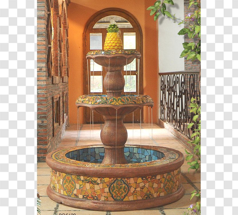 Fountain Water Feature Garden Ceramic Mosaic - Hand Painted Gravel Transparent PNG