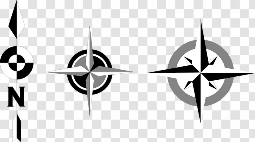 North Compass Rose Cardinal Direction Points Of The - Monochrome Transparent PNG