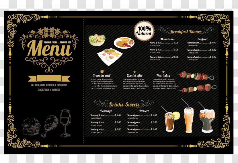 Hamburger Fast Food Menu Restaurant - Drink - Vector Hotels Recipes Transparent PNG