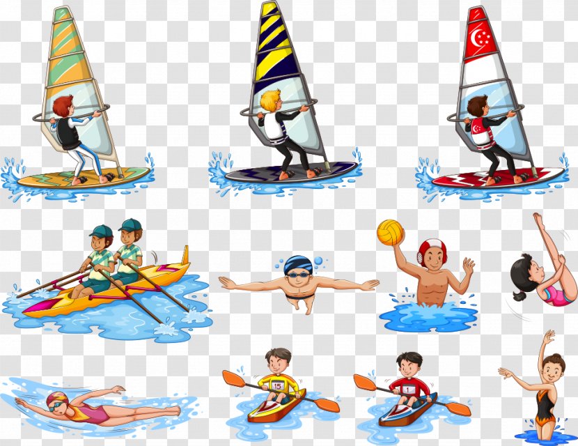 Sail Boating Clip Art - Apng - Sailing Swimming Motion Vector Characters Transparent PNG