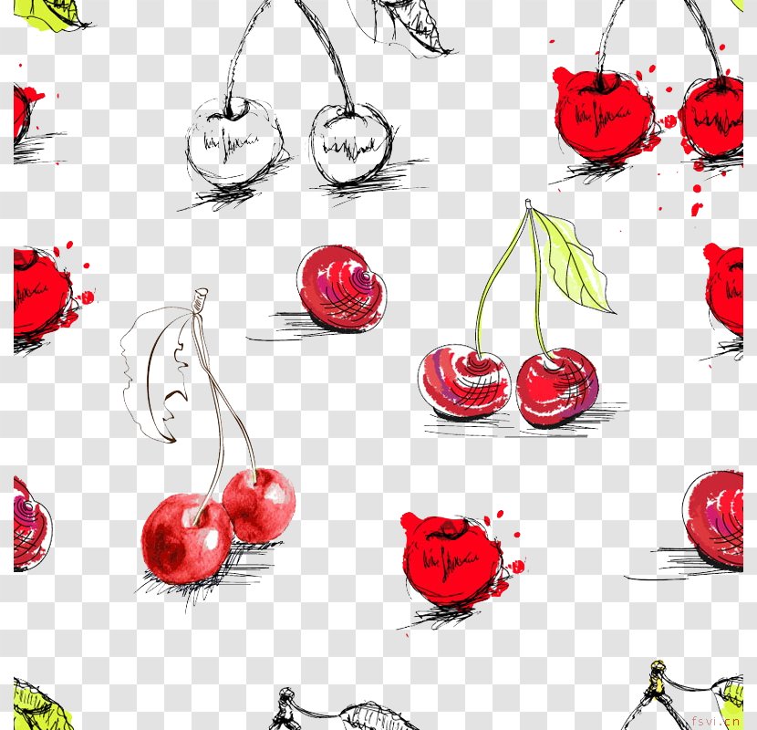 Fruit Watercolor Painting Drawing - Plant - Little Fresh Cherry Background Transparent PNG