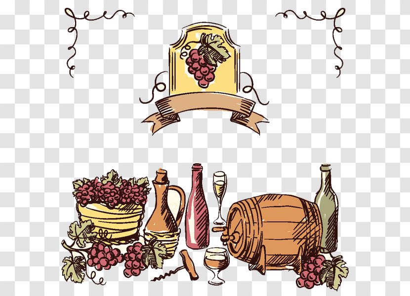 Wine Common Grape Vine Drawing Vintage - Harvest Transparent PNG