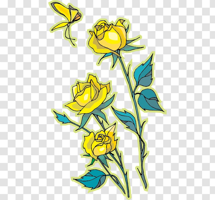 Butterfly Rose Yellow Clip Art - Flowering Plant - Vector Flower Transparent PNG