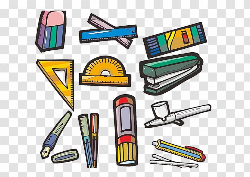 Household Goods Drawing Cartoon - Small Sets Of School Supplies Transparent PNG