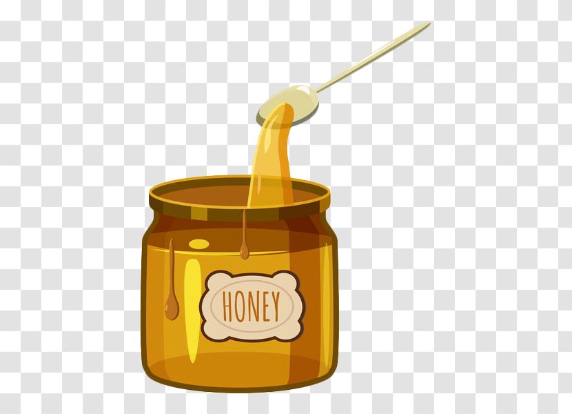 Honey Jar Illustration - Yellow Painted Transparent PNG