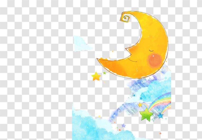 Graphic Design Cartoon Illustration - Yellow - Moon Star Transparent PNG