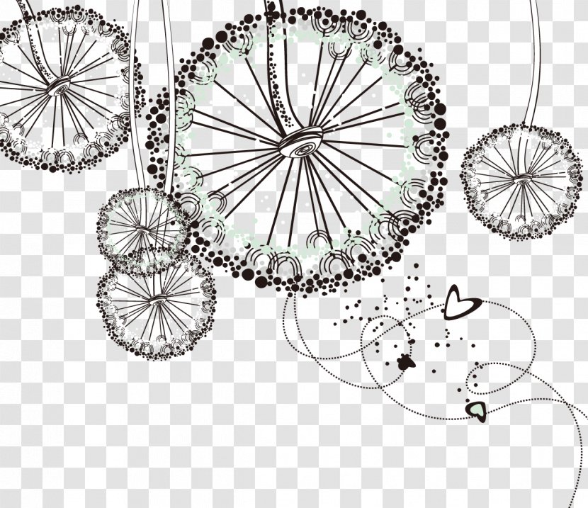 Fashion Line Art - Bicycle Part - Hand-painted Dandelion Transparent PNG