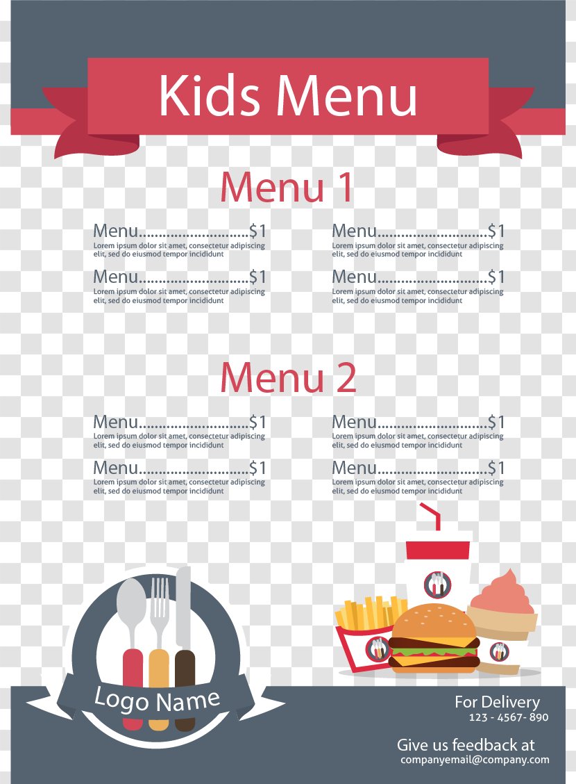 Menu Kids Meal Restaurant Outline Of Meals Food - Vecteur - Special For Children's Transparent PNG