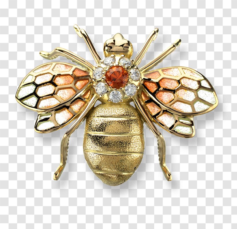 Brooch Jewellery Gold Bracelet Diamond - Honey Bee Transparent PNG