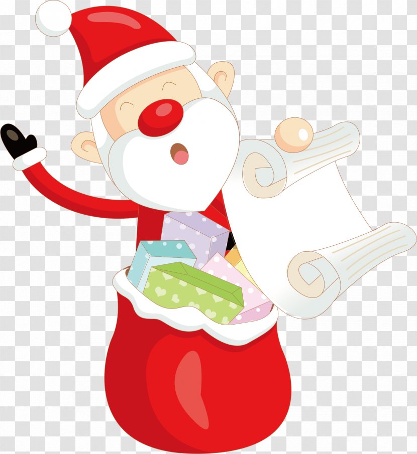 Santa Claus Christmas Clip Art - Gift - Vector Happy To Say Hello Transparent PNG