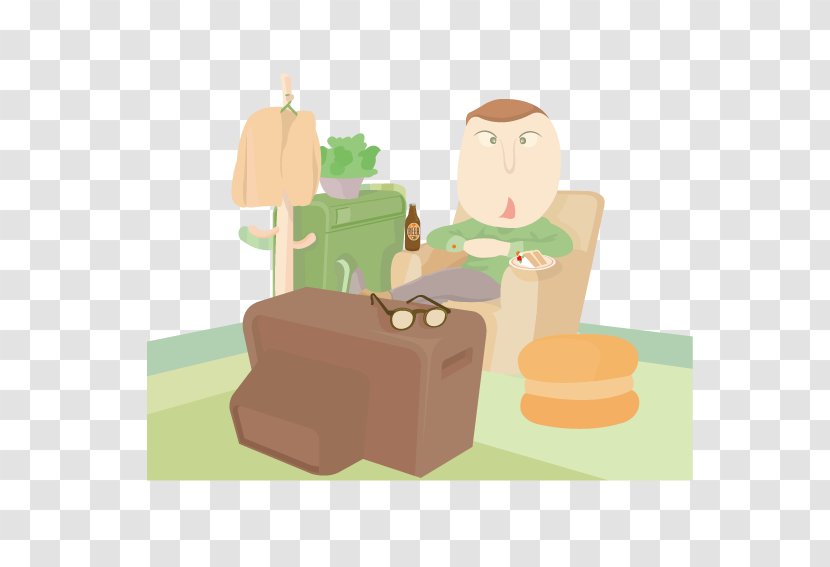 Cartoon Television Illustration - Cake Decorating - Sitting On The Couch Watching TV Transparent PNG
