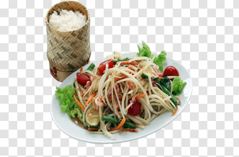 Spaghetti Alla Puttanesca Thai Cuisine Green Papaya Salad Chow Mein Aglio E Olio - Southeast Asian Food Transparent PNG