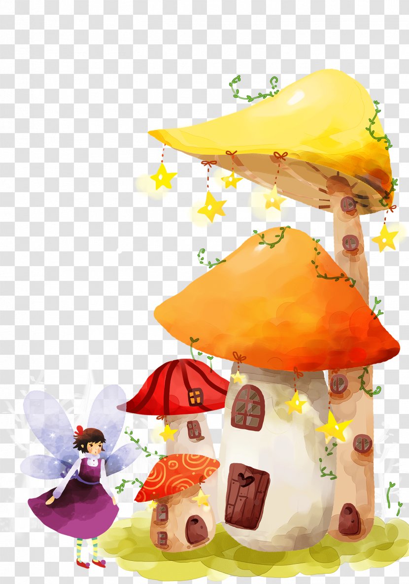 Cartoon Storytelling Illustration - Flower - Hand-painted Mushroom House Transparent PNG