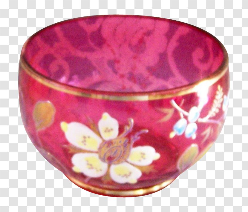 Bowl Cranberry Glass Enamel Paint Vitreous - Ruby Lane Transparent PNG