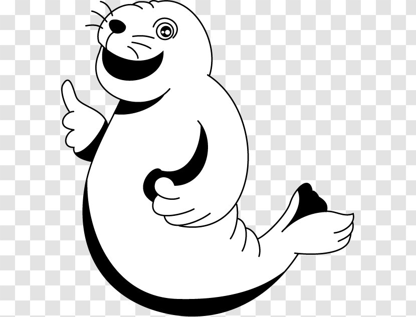 Line Art Cartoon Thumb Clip - Vertebrate - Seal Animal Transparent PNG