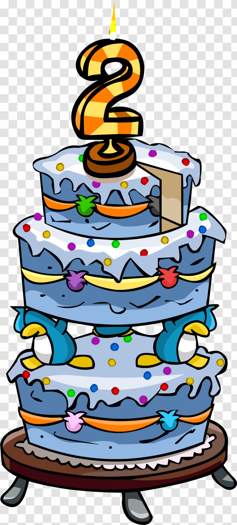 Club Penguin Birthday Cake Party - Artwork Transparent PNG