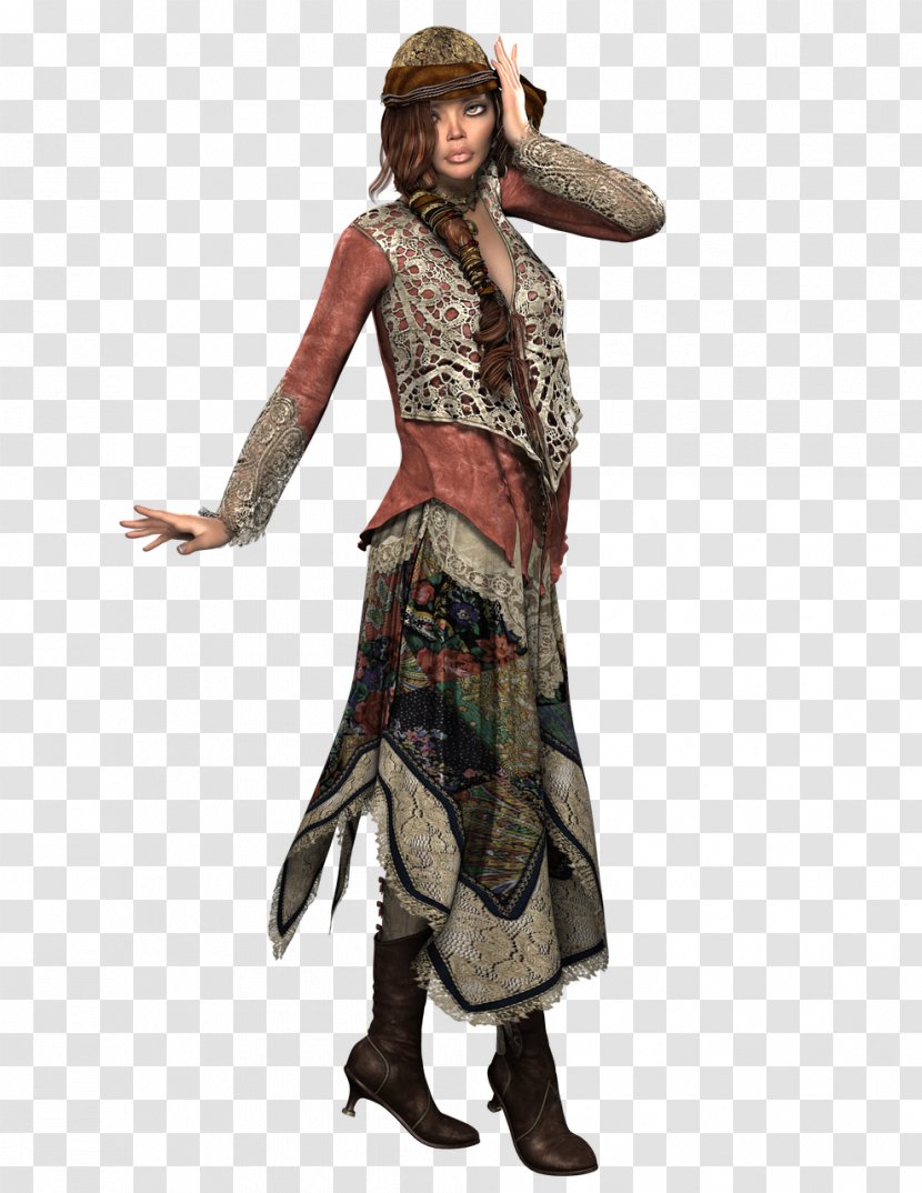 Boho-chic Fashion Hippie Romani People Bohemian Style - Outerwear - Dress Transparent PNG