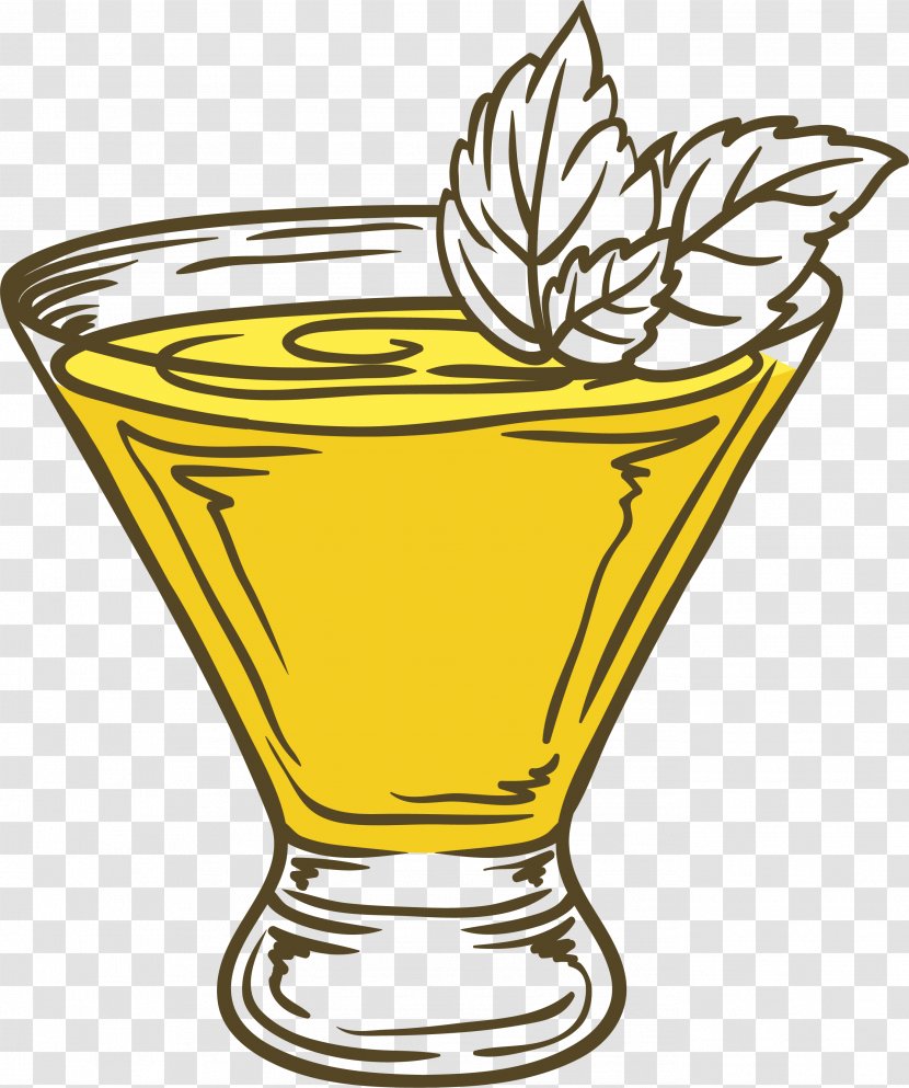 Cocktail Juice - Food - Yellow Hand-painted Transparent PNG
