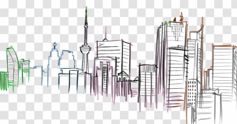 Drawing Urban Sketchers Skyline Sketch - Industrial Design - Black And White Transparent PNG