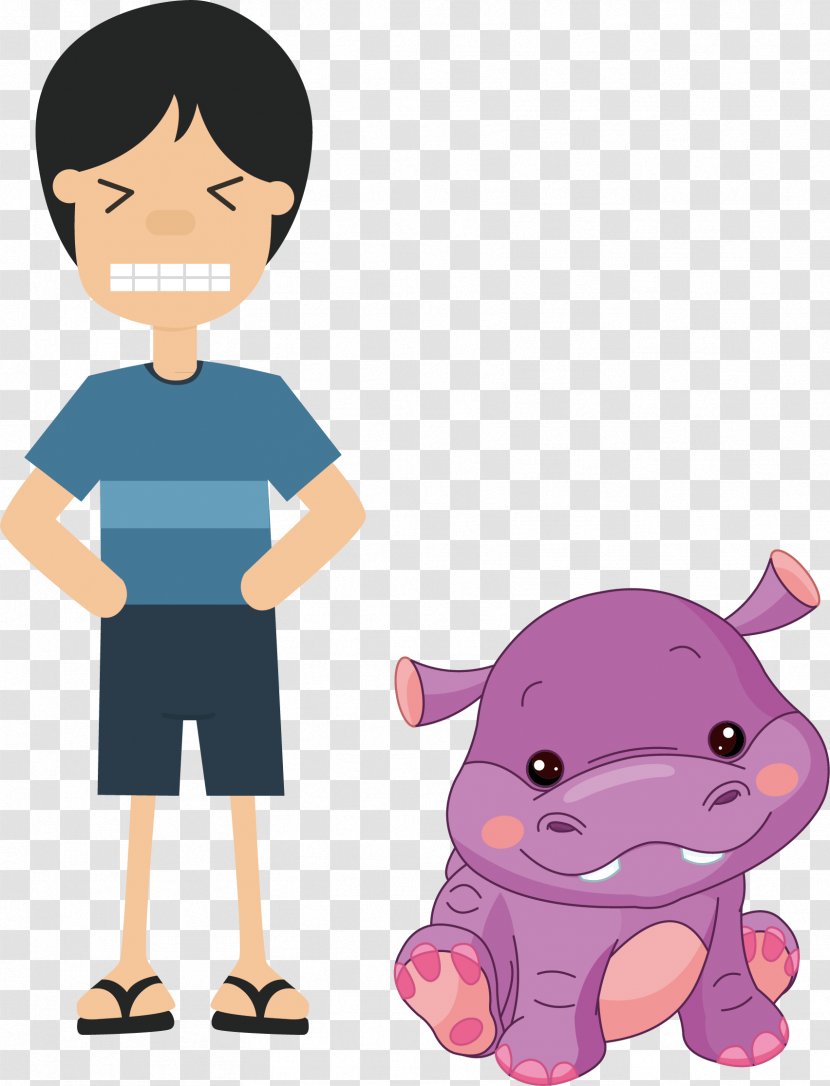 Hippopotamus Cartoon Illustration - Watercolor - Superman And Animals Transparent PNG