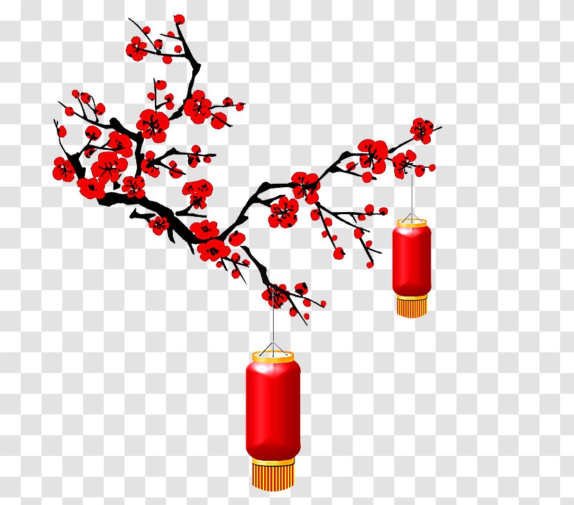 Lantern Plum Blossom Chinese New Year - Drinkware - Flower Transparent PNG