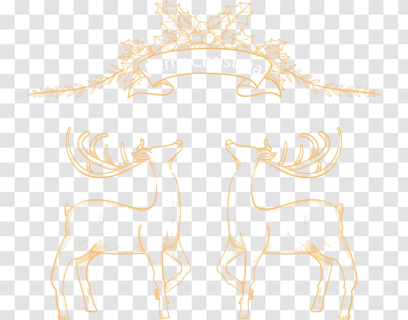 Deer Pattern - Heart - Hand-painted Reindeer Transparent PNG