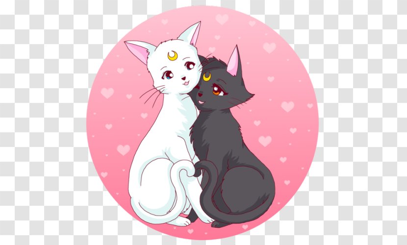 Kitten Whiskers Black Cat Luna Sailor Moon - Heart Transparent PNG