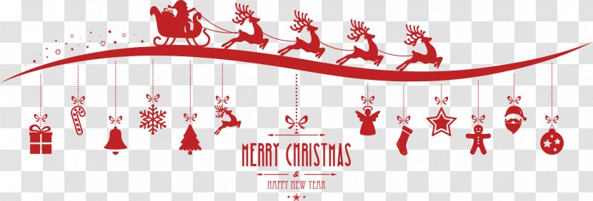 Santa Claus Reindeer Christmas Clip Art - Banner - Sleigh With Elk Transparent PNG