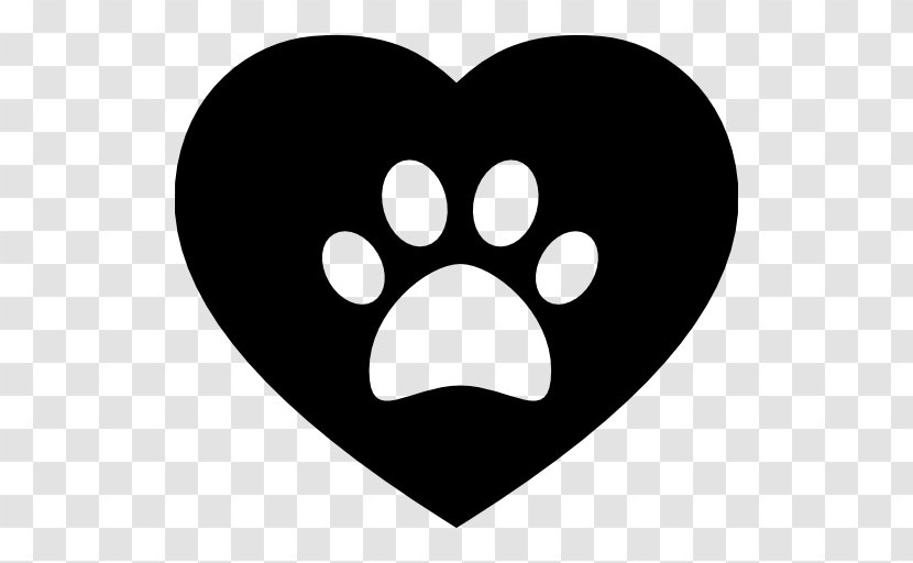 Dog Cat Paw Heart - Black Transparent PNG