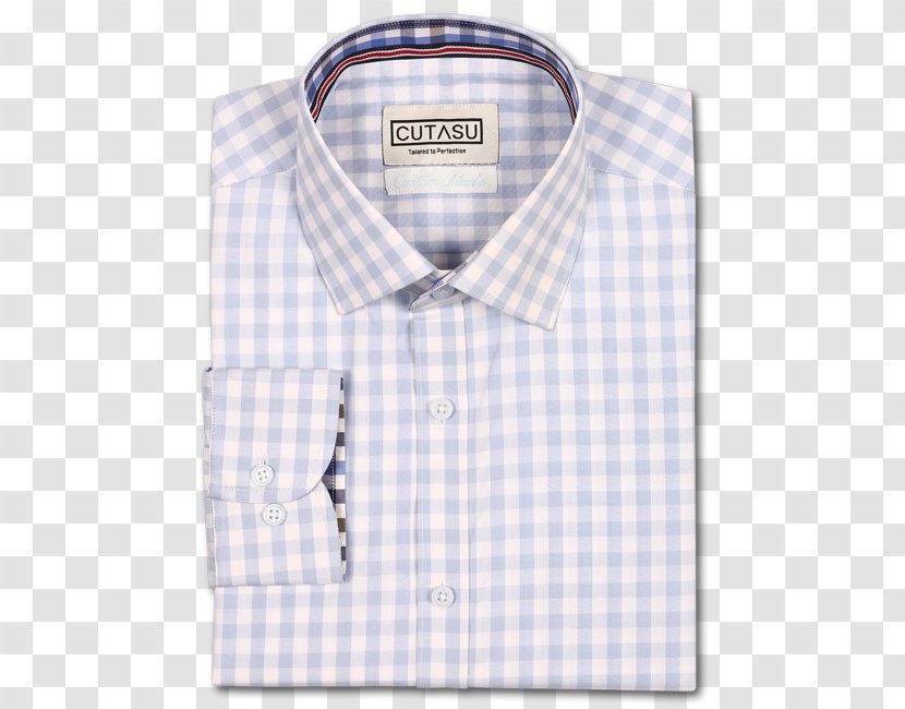 Dress Shirt Check Blue Textile - Sleeve - Gingham Checks Transparent PNG