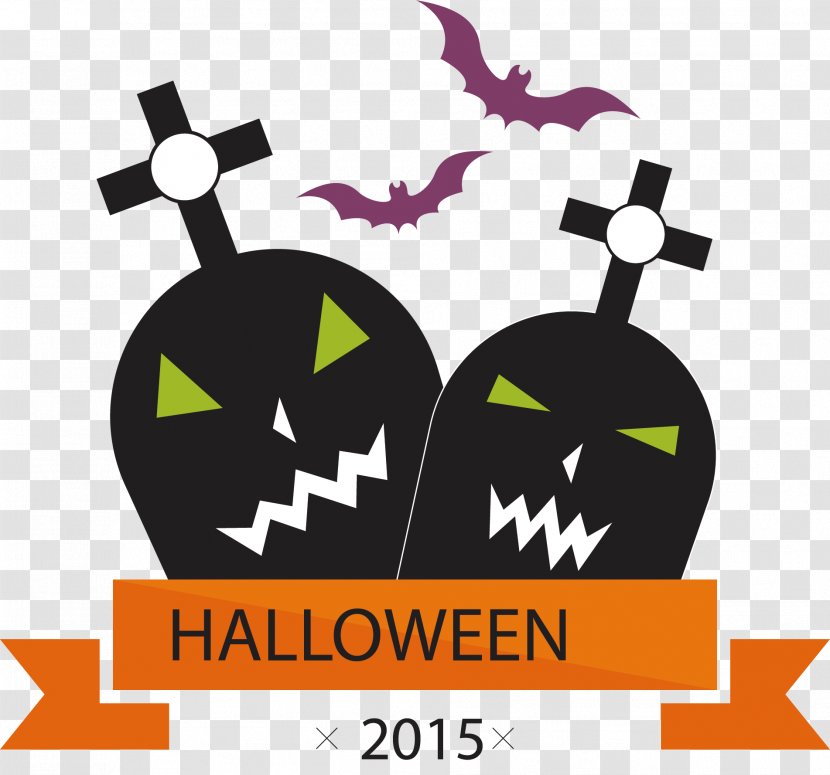 Halloween Jack-o'-lantern Download Clip Art - Logo - Bats And Tombstones Transparent PNG