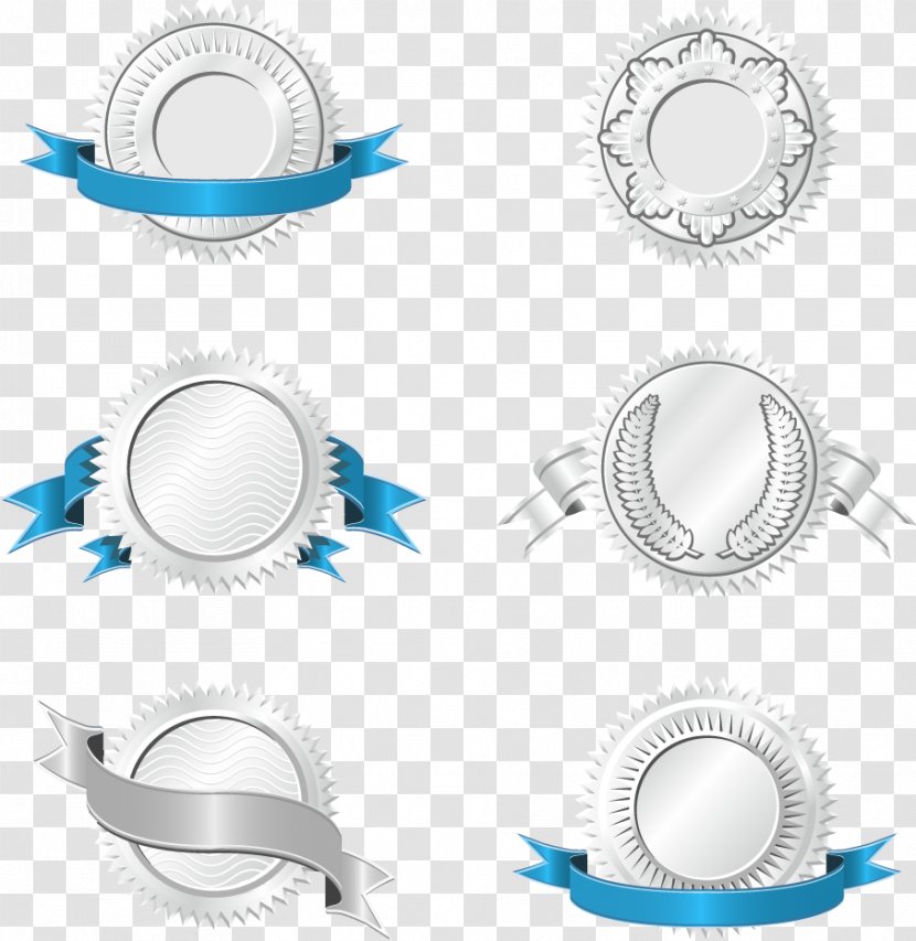 Euclidean Vector Ribbon Clip Art - Silver - Badge Blue Ribbons Transparent PNG