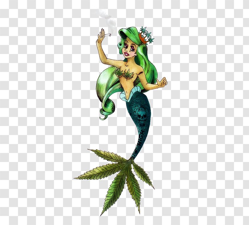 Ariel Cannabis Smoking Tattoo - Disney Princess Transparent PNG