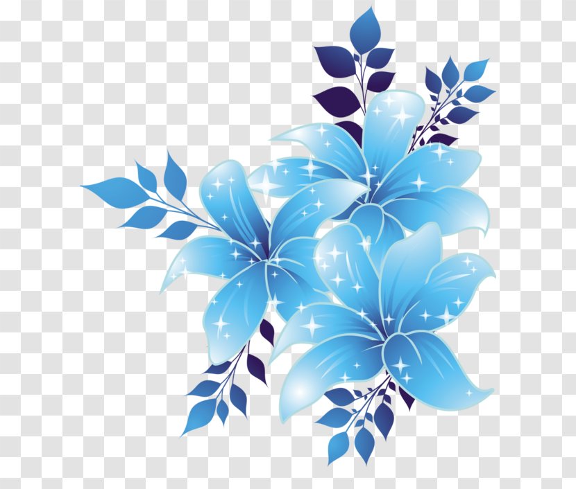 Blue Flower Clip Art - Branch - Border Transparent PNG