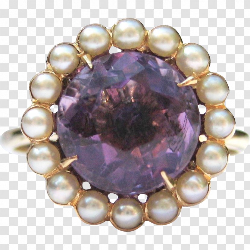 Jewellery Amethyst Pearl Gemstone Purple - Gold Transparent PNG