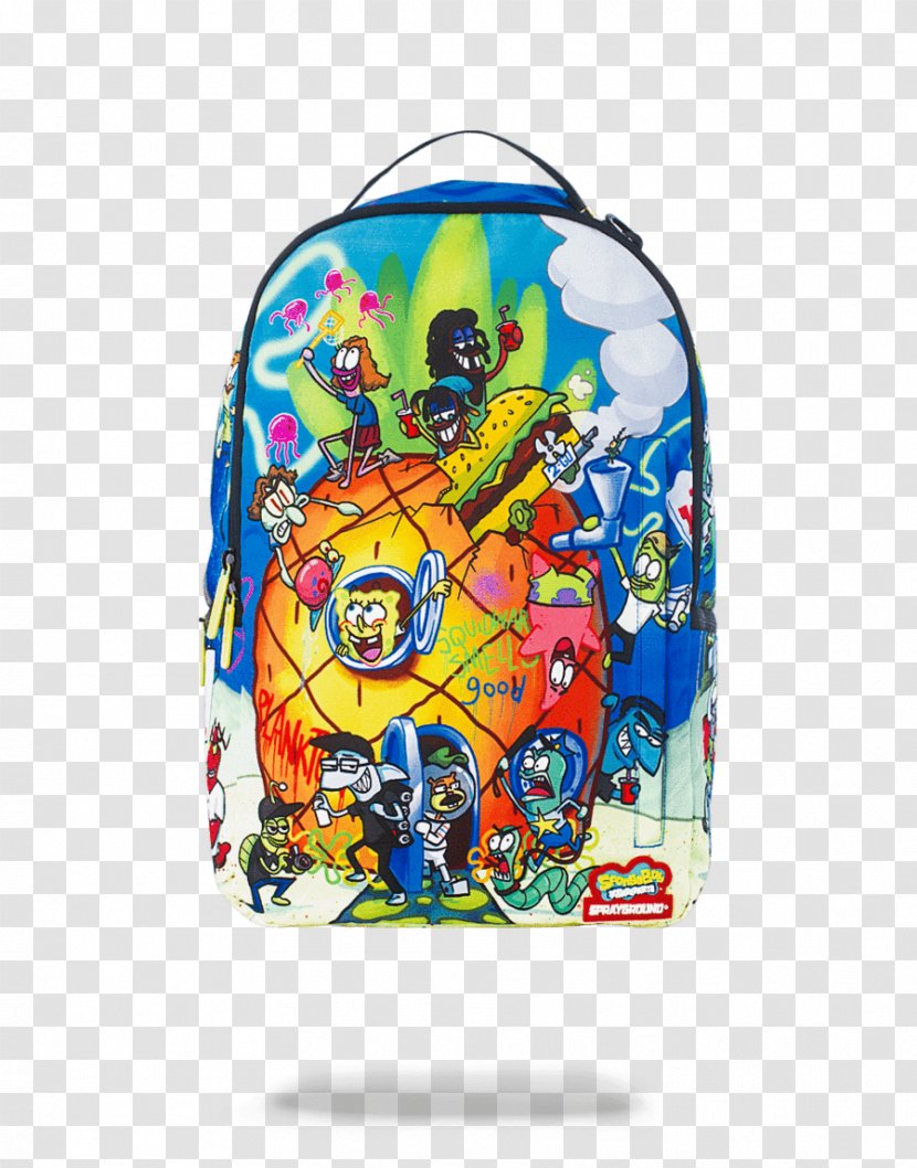 Sprayground Backpack Zipper Strap Bag - Spongebob Sold Transparent PNG