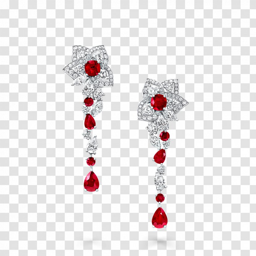 Earring Jewellery Ruby Gemstone Graff Diamonds - Bracelet - Peony Transparent PNG