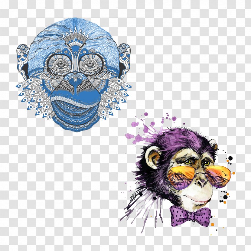 Chimpanzee Monkey Stock Illustration - Art Chart Transparent PNG