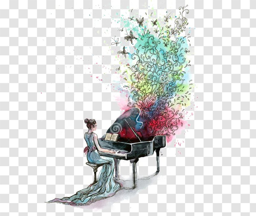 Grand Piano Painting Royalty-free - Frame - Ink Transparent PNG