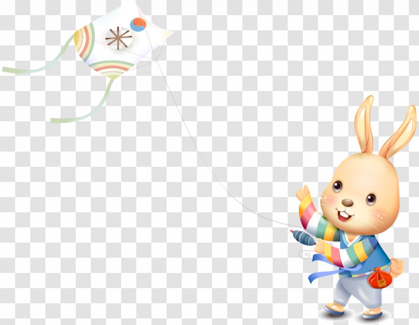 Easter Bunny Rabbit Drawing Cartoon - Baby Toys - Hand Drawn Cute Fly A Kite Transparent PNG
