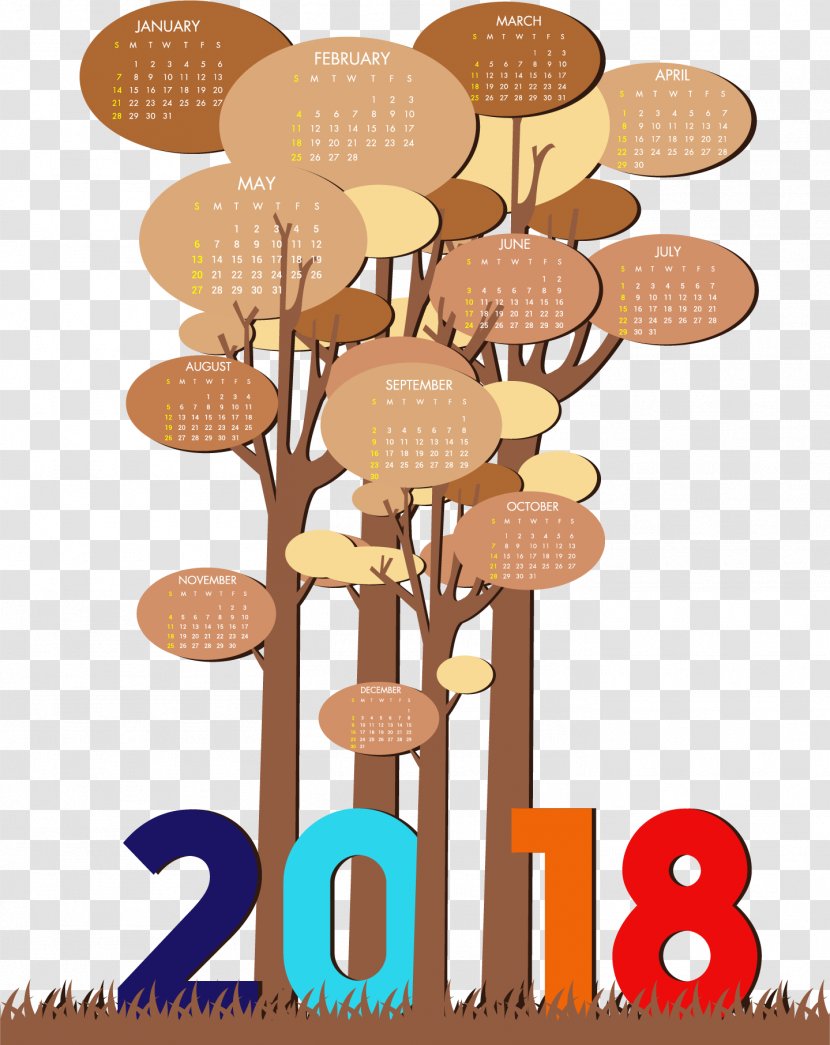 Calendar Euclidean Vector Icon - Year - Creative Forest 2018 Template Transparent PNG