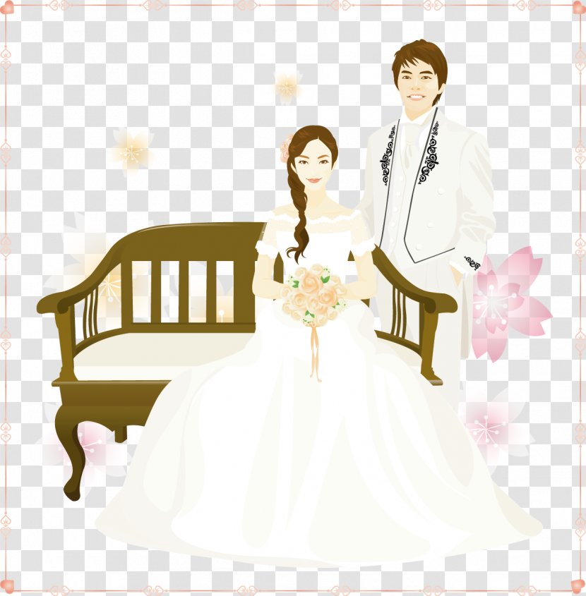 Wedding Couple Marriage - Flower - Vector Material Transparent PNG