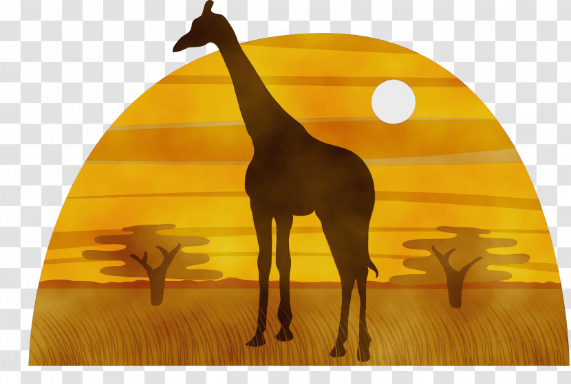 Giraffe Silhouette Drawing Cartoon Transparent PNG