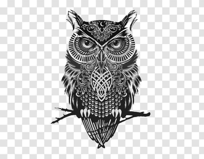 Great Horned Owl Tattoo Flash Idea - Ink Transparent PNG