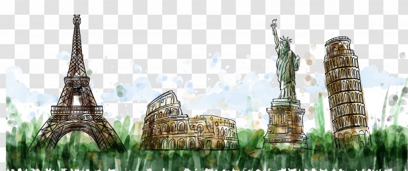 Statue Of Liberty Italy Download Monument Watercolor Painting - Place Worship - Drawing World Travel Attraction Transparent PNG