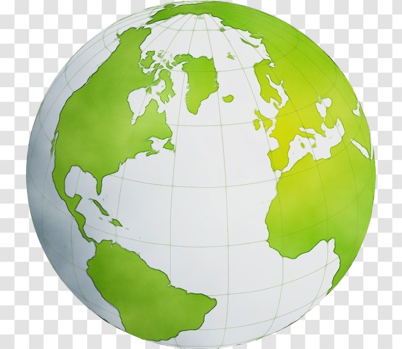 Green Globe World Earth Interior Design - Watercolor - Map Planet Transparent PNG