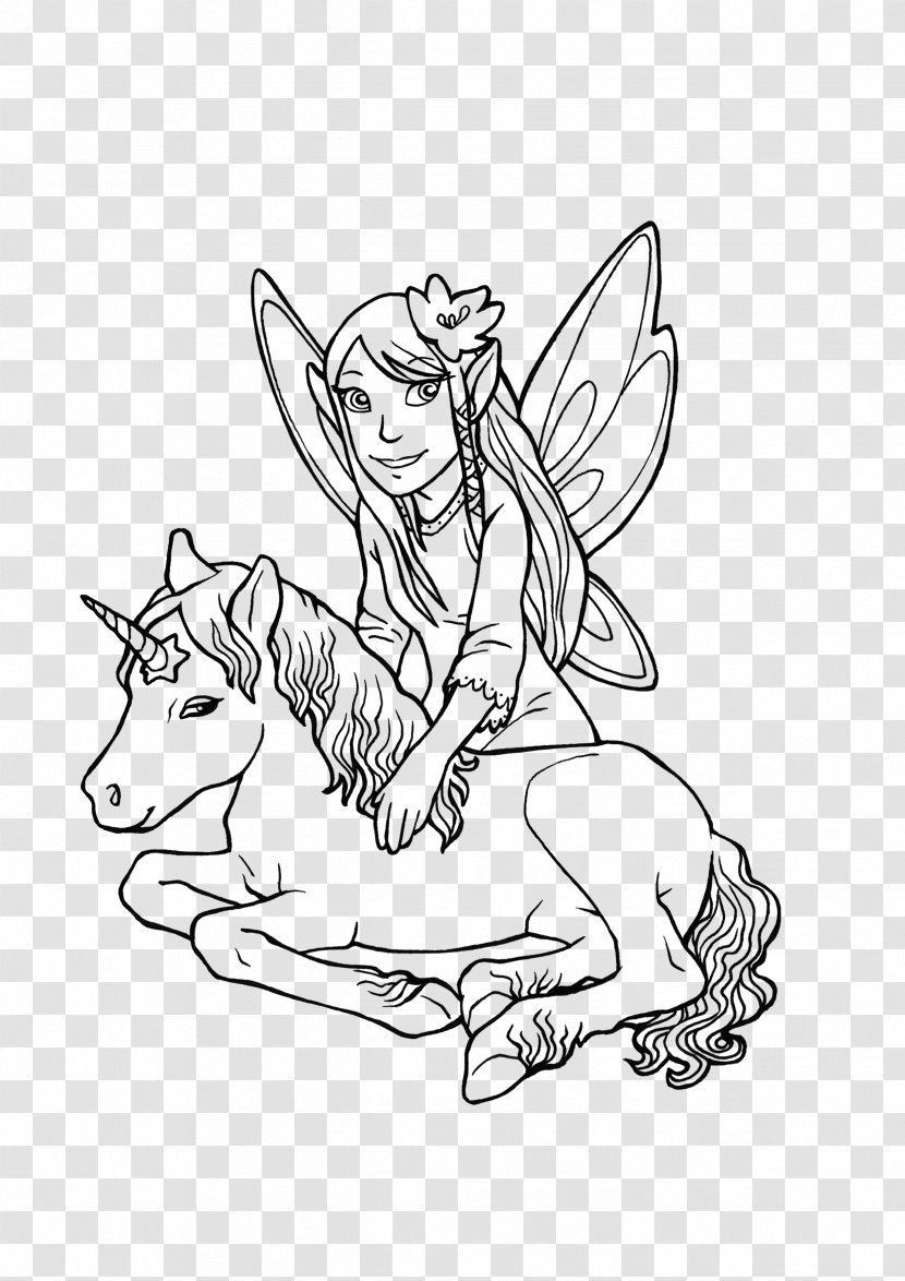 Ausmalbild Fairy Elf Unicorn Legendary Creature - Horse - Modern Cv Transparent PNG