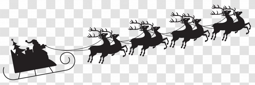Santa Claus Sled Silhouette Reindeer Clip Art - With Sleigh Transparent Image Transparent PNG