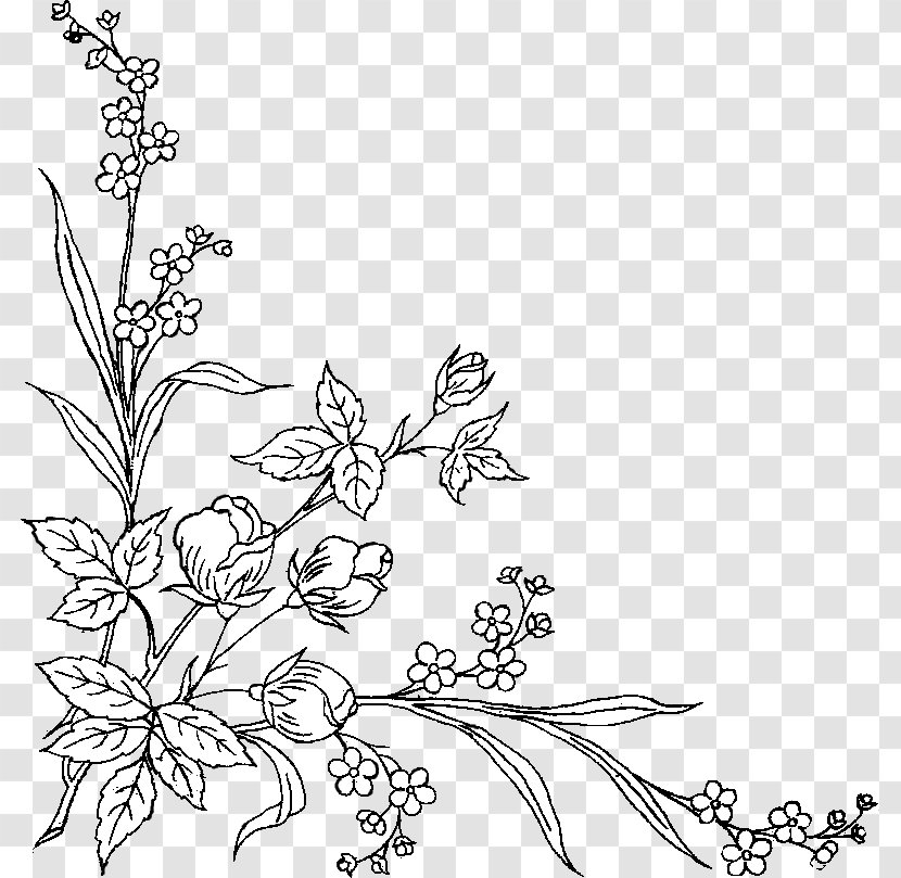 Floral Design Black And White Art - Cut Flowers Transparent PNG